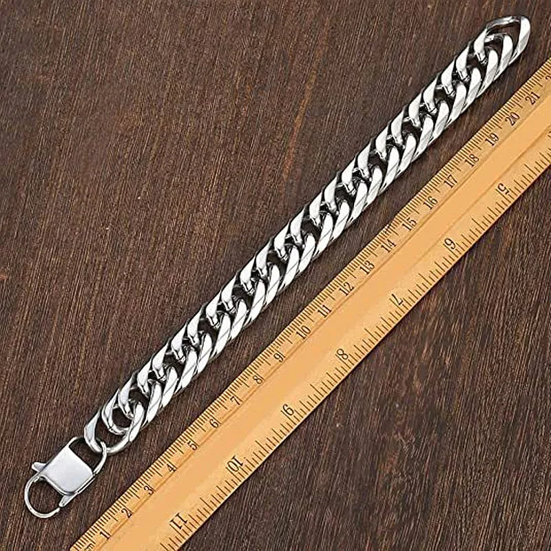 Men's 316L Stainless Steel Cuban Link Bracelet, Silver-Tone, 7-13mm