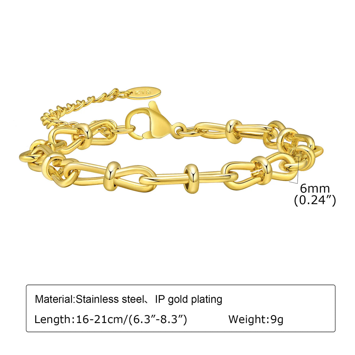 Chunky Link Layering Bracelet, Gold-Tone Stainless Steel
