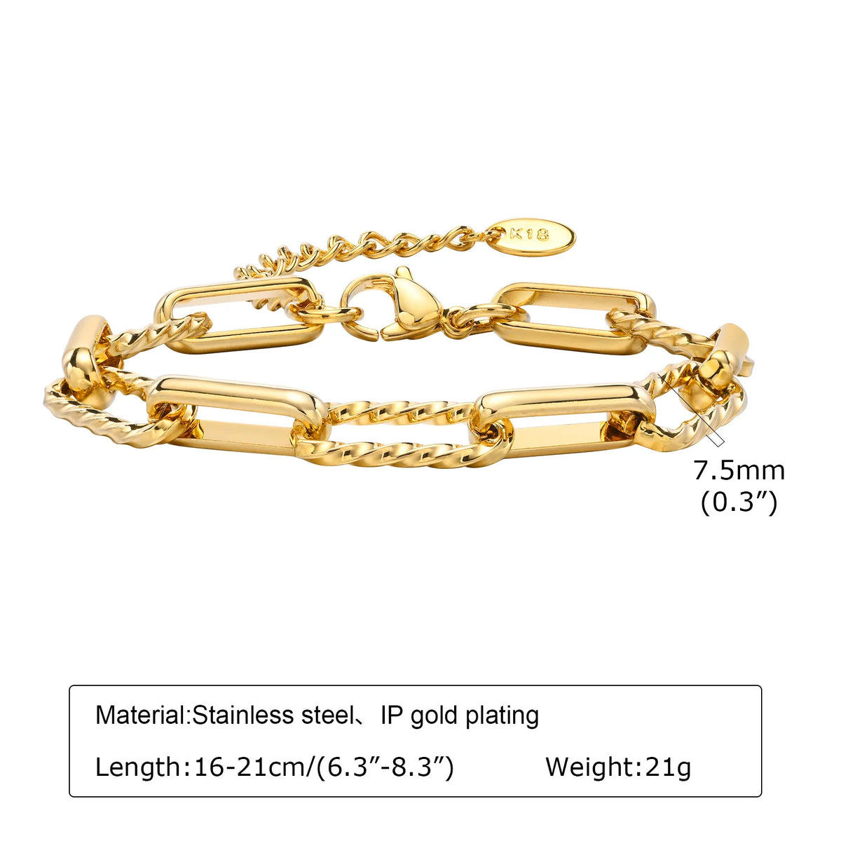 Chunky Link Layering Bracelet, Gold-Tone Stainless Steel