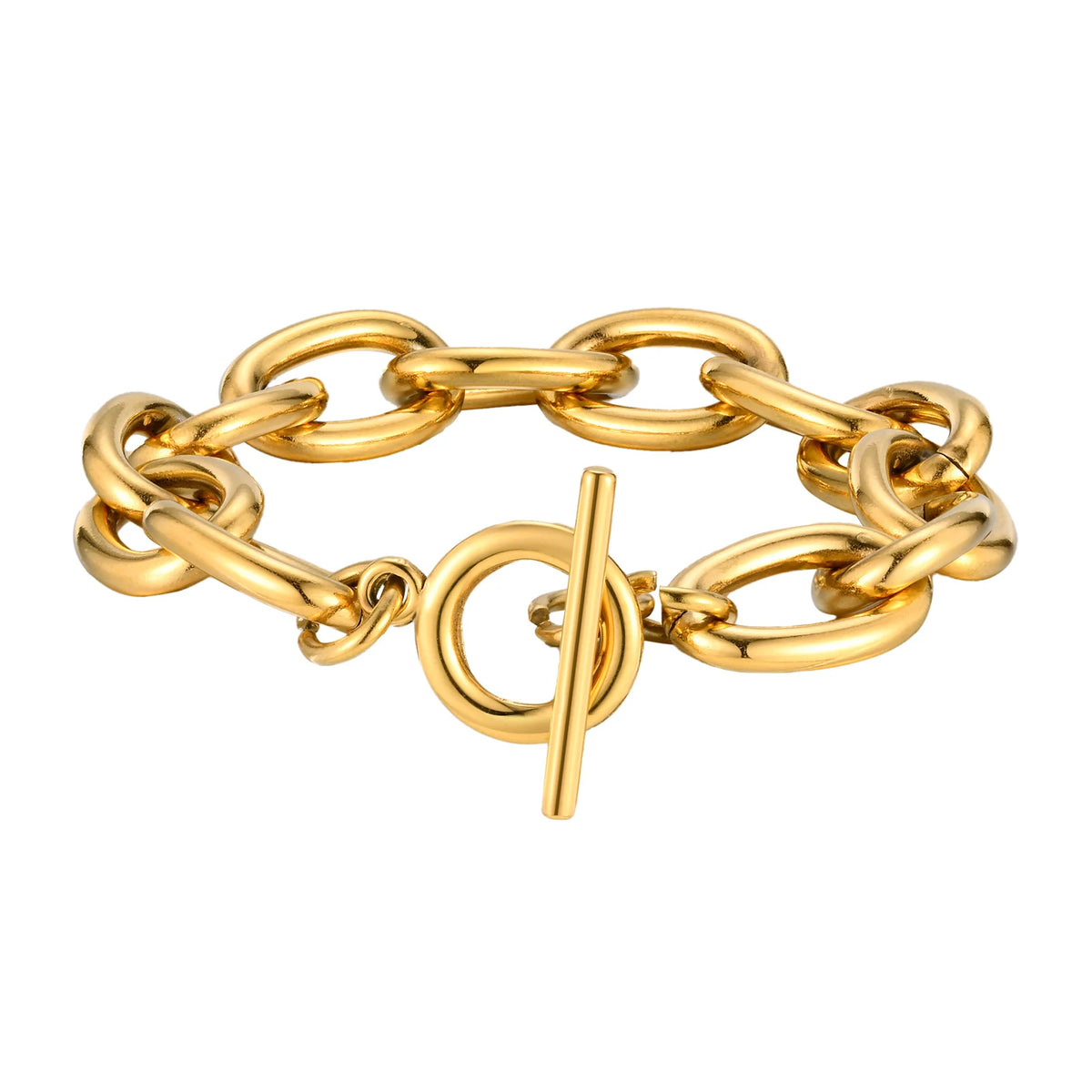 Chunky Toggle Chain Bracelet, Gold-Tone Stainless Steel