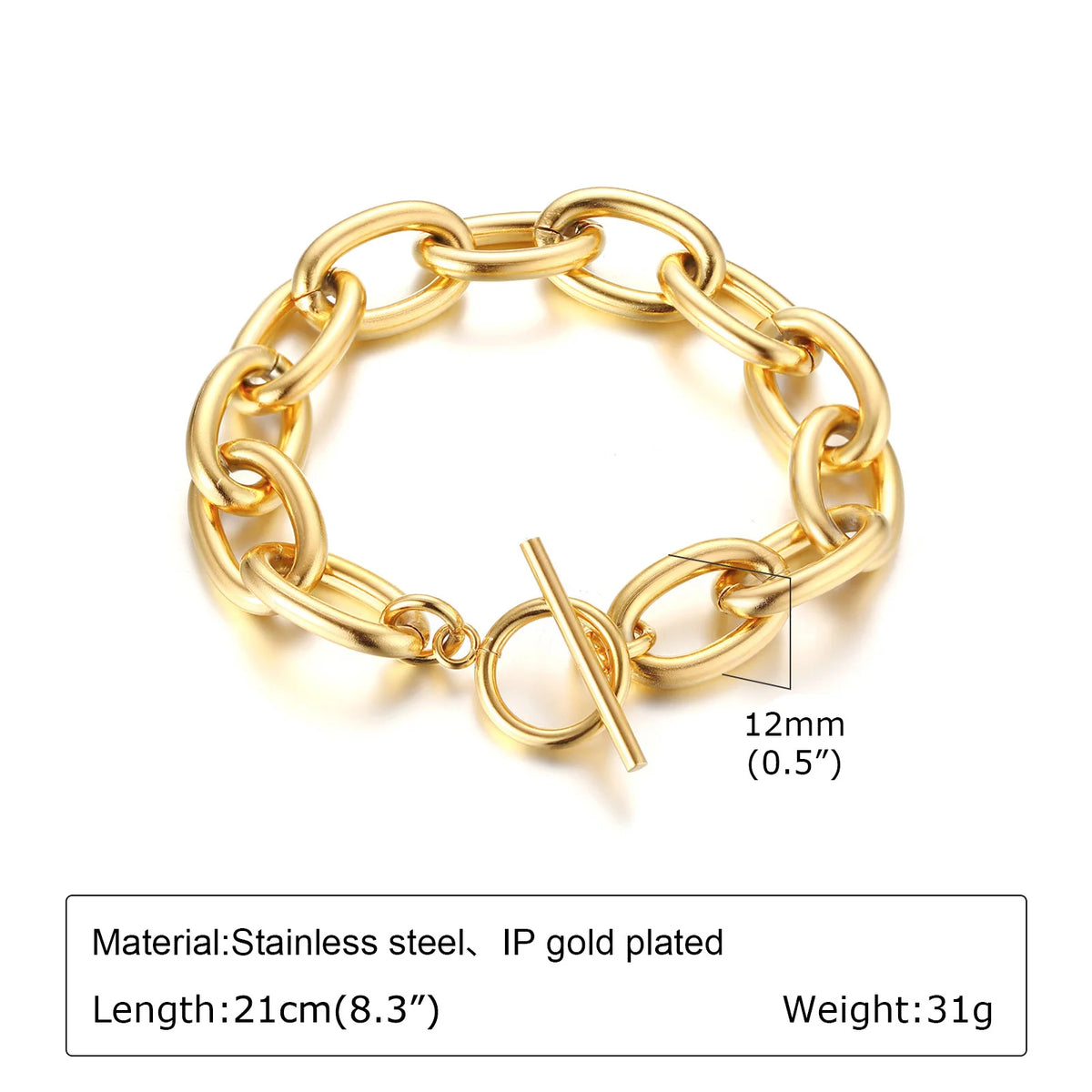 Chunky Link Layering Bracelet, Gold-Tone Stainless Steel