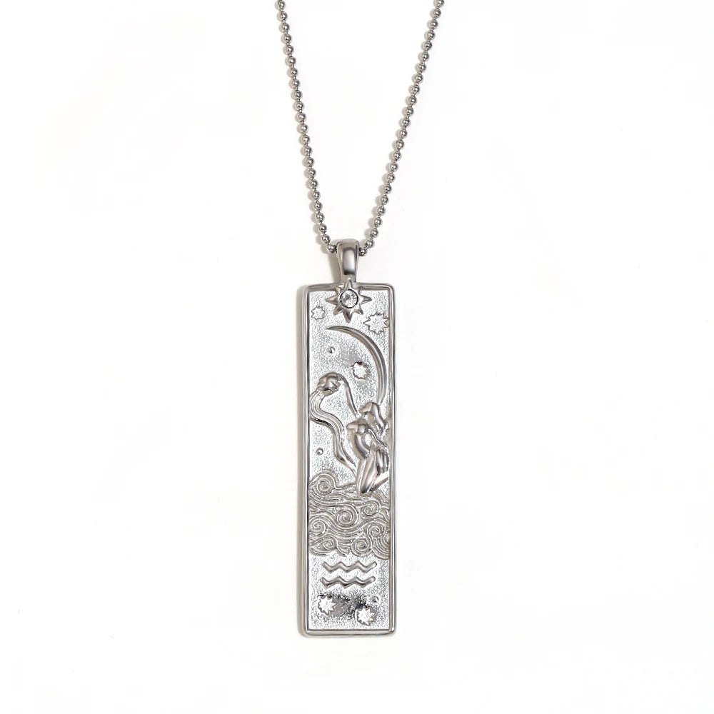 Zodiac Constellation Pendant Necklace, 12 Signs, Gold-Tone or Silver-Tone