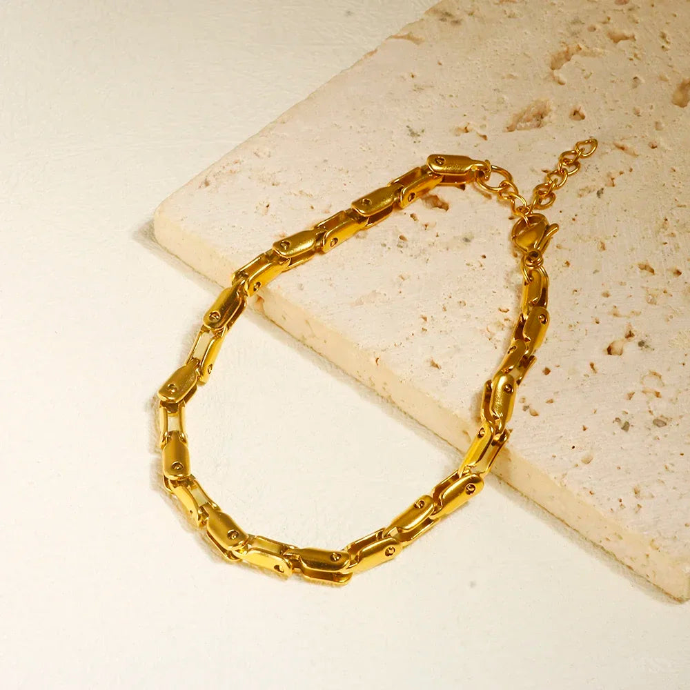 Dainty Stainless Steel Chain Bracelet, Gold-Tone or Silver-Tone, Everyday Women's Bracelet