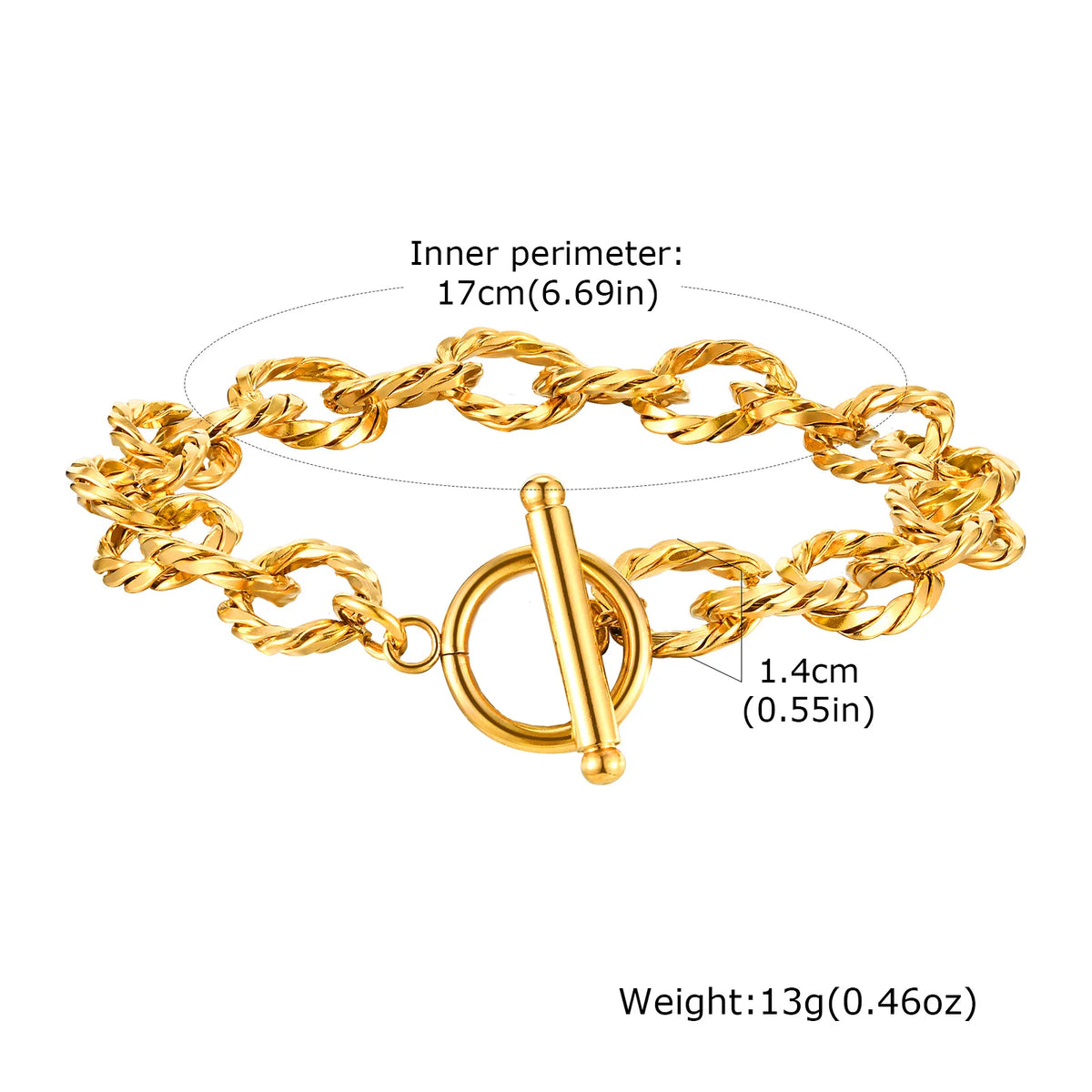 Chunky Toggle Chain Bracelet, Gold-Tone Stainless Steel