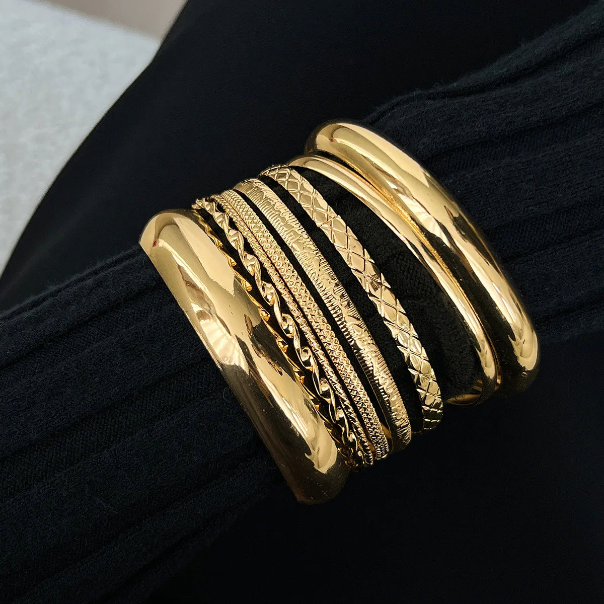 Stainless Steel Twist Bangle Set, Gold-Tone or Silver-Tone, Stackable Bracelets