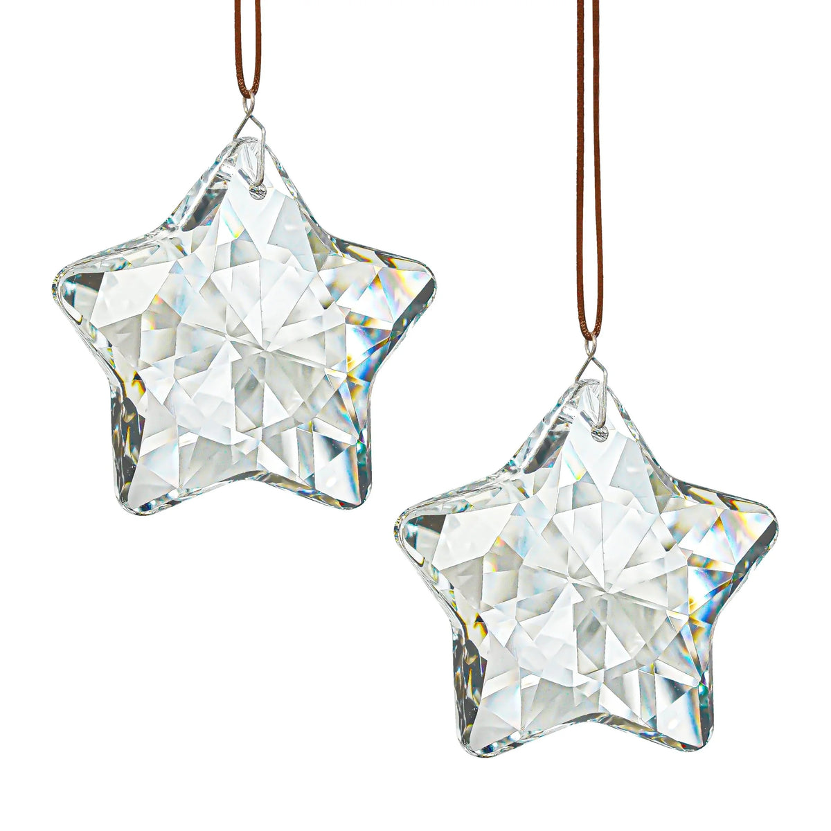 Crystal Star Prism Suncatcher, Set of 2 (2 in), Clear Hanging Window Stars
