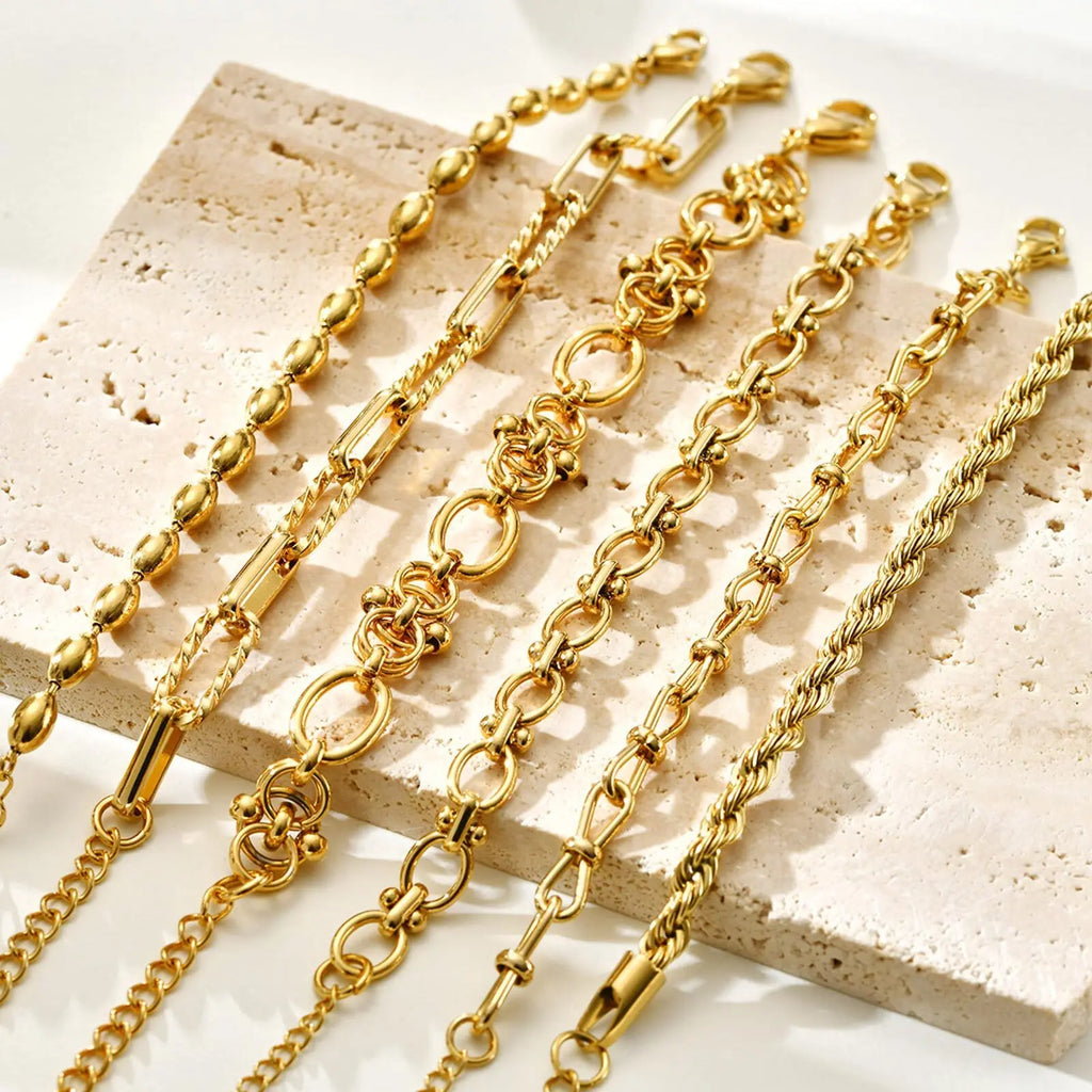 Chunky Link Layering Bracelet, Gold-Tone Stainless Steel