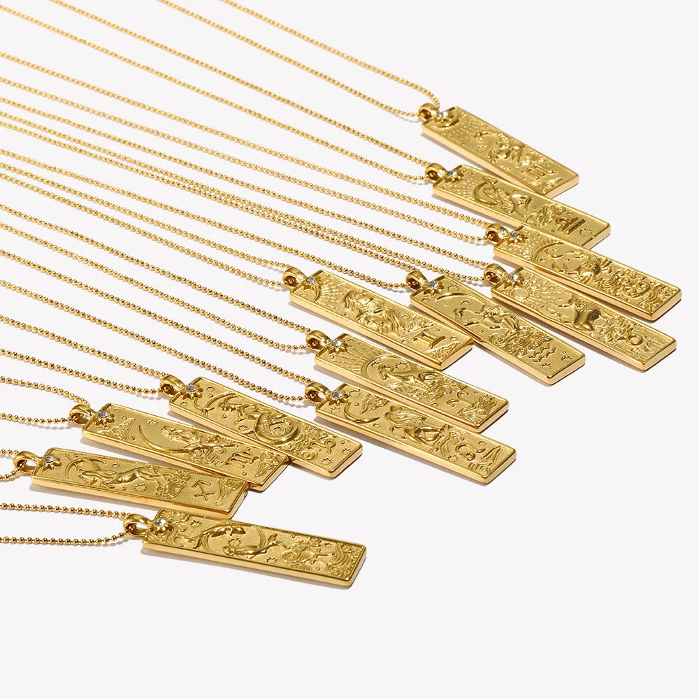 Zodiac Constellation Pendant Necklace, 12 Signs, Gold-Tone or Silver-Tone