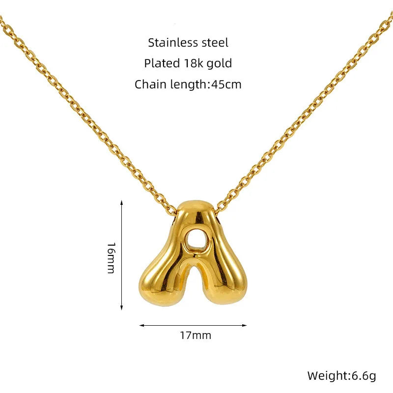 Initial Letter Bubble Necklace, Gold-Tone or Silver-Tone Stainless Steel, A-Z
