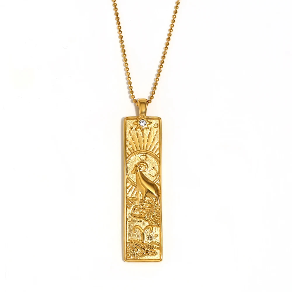 Zodiac Constellation Pendant Necklace, 12 Signs, Gold-Tone or Silver-Tone
