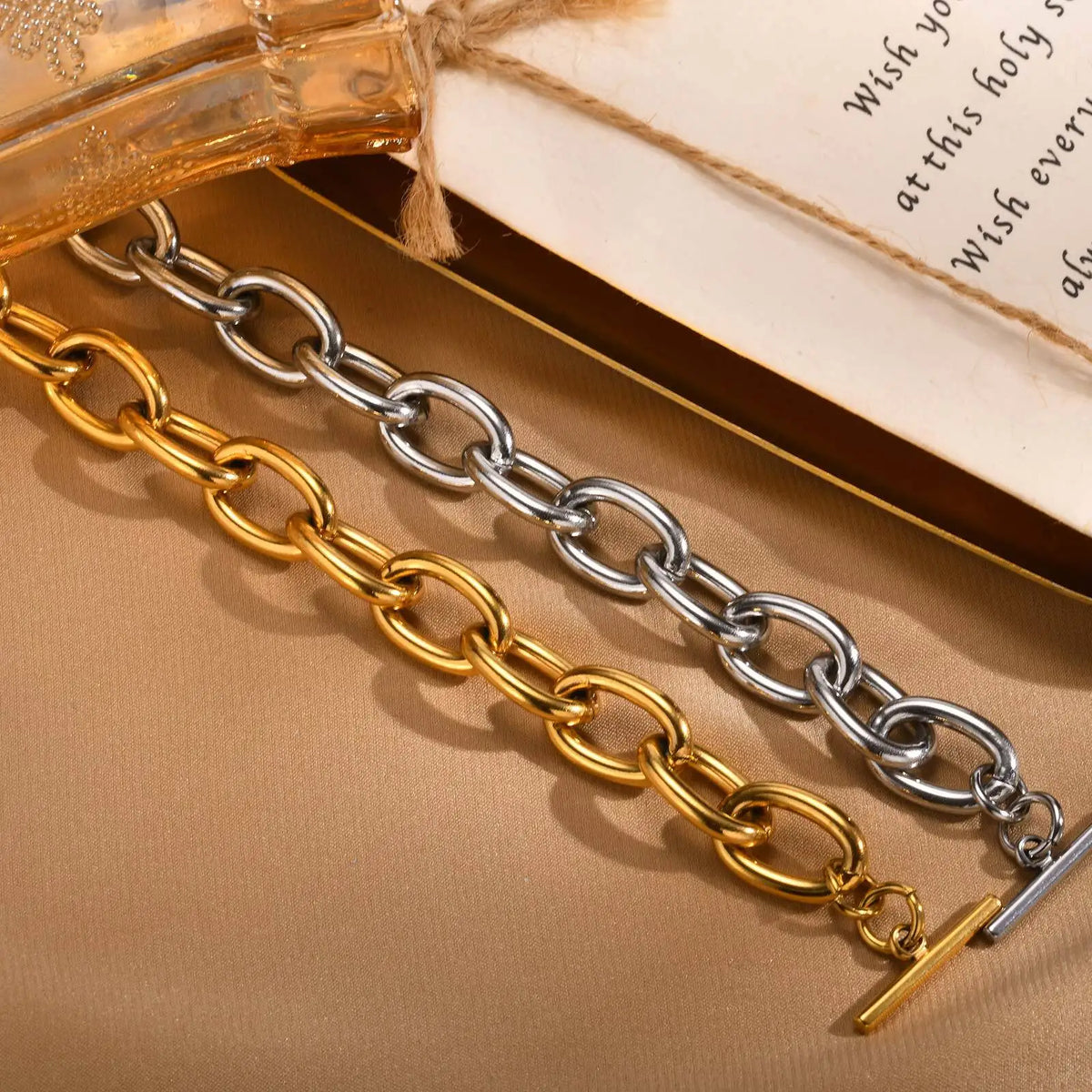 Chunky Toggle Chain Bracelet, Gold-Tone Stainless Steel