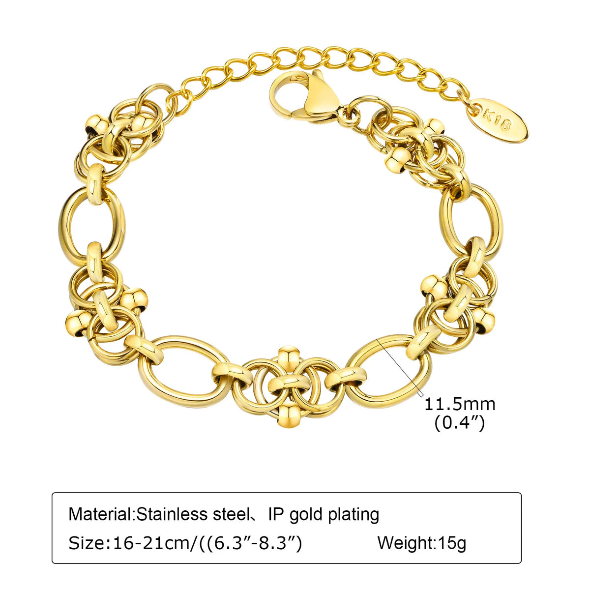 Chunky Link Layering Bracelet, Gold-Tone Stainless Steel