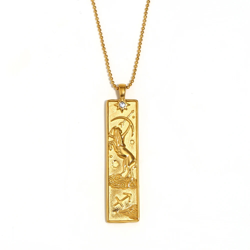 Zodiac Constellation Pendant Necklace, 12 Signs, Gold-Tone or Silver-Tone