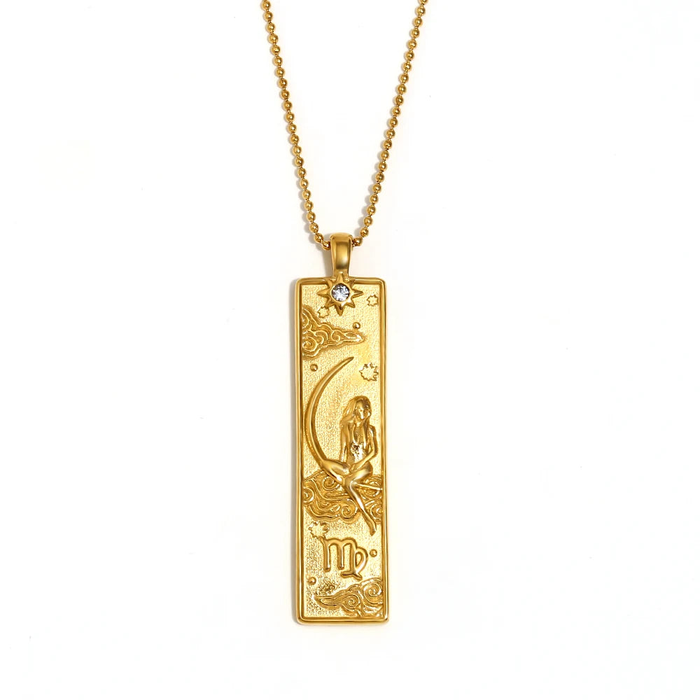 Zodiac Constellation Pendant Necklace, 12 Signs, Gold-Tone or Silver-Tone