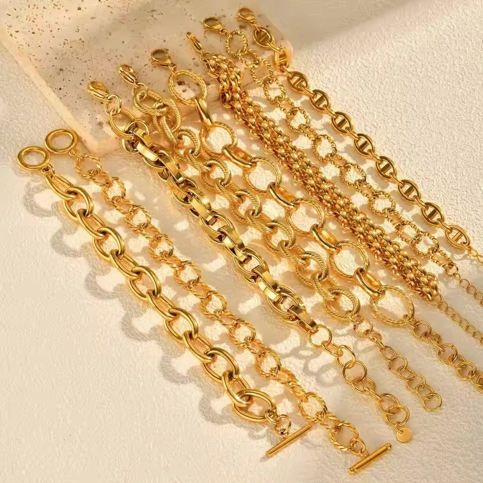 Chunky Toggle Chain Bracelet, Gold-Tone Stainless Steel