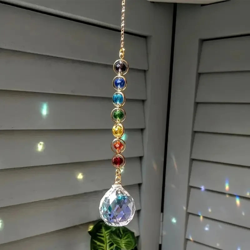 Crystal Suncatcher Rainbow Maker with Hanging Chain, Window Prism Decor Gift