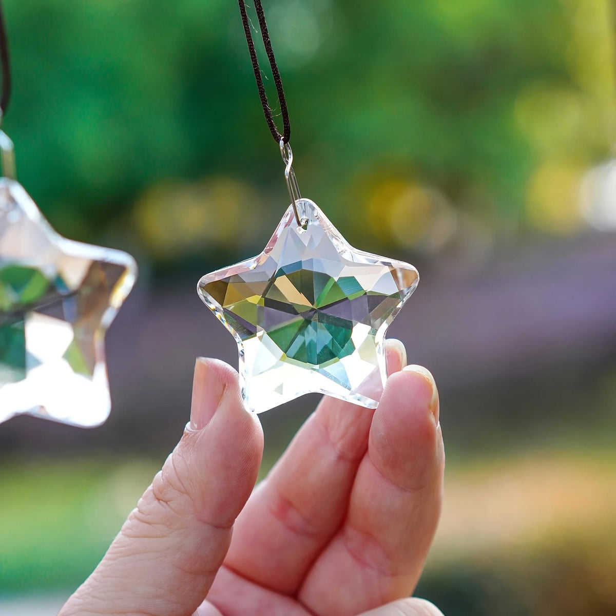 Crystal Star Prism Suncatcher, Set of 2 (2 in), Clear Hanging Window Stars
