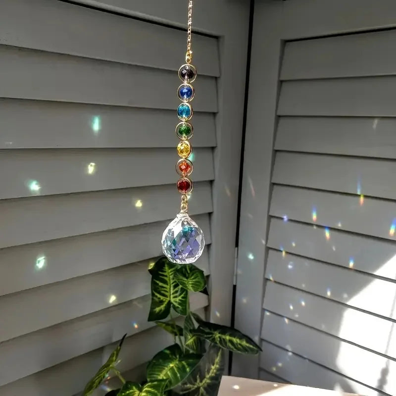 Crystal Suncatcher Rainbow Maker with Hanging Chain, Window Prism Decor Gift
