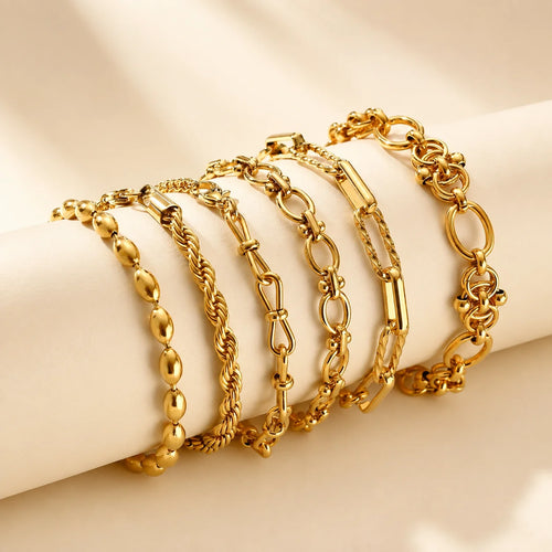Chunky Link Layering Bracelet, Gold-Tone Stainless Steel