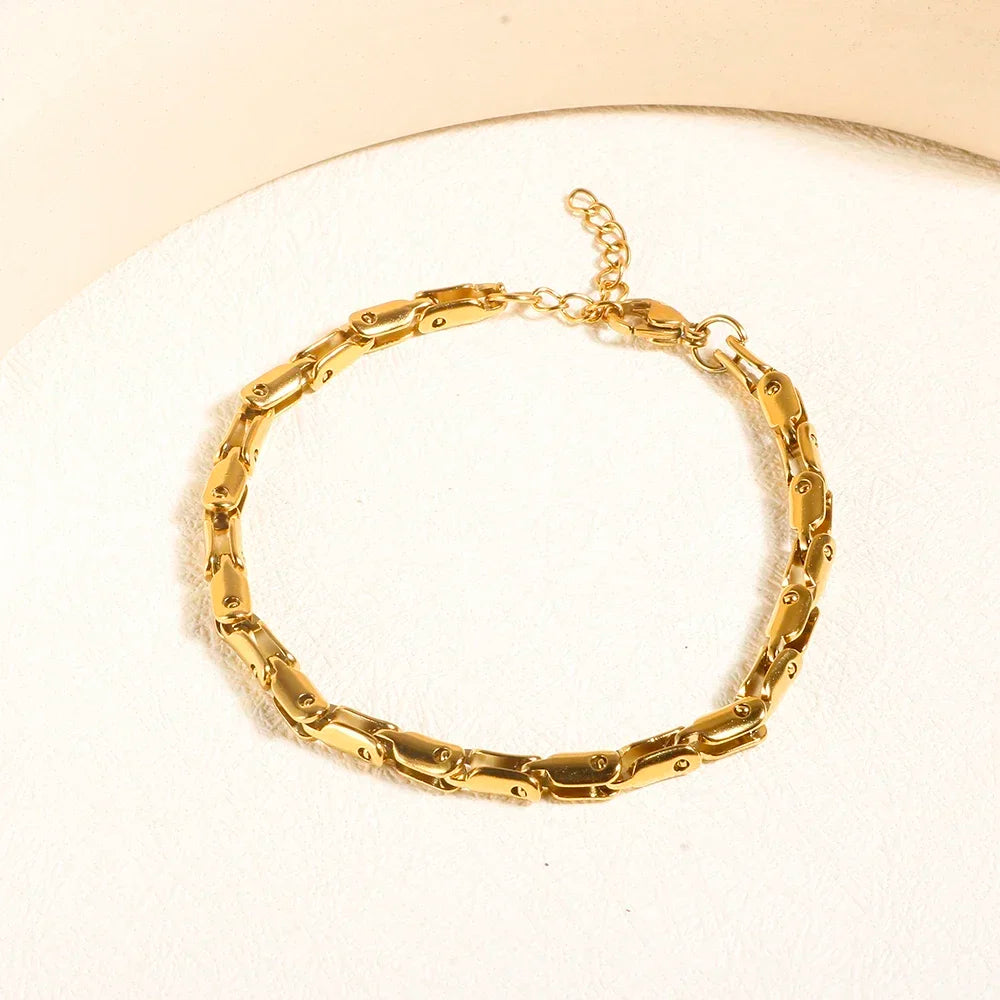 Dainty Stainless Steel Chain Bracelet, Gold-Tone or Silver-Tone, Everyday Women's Bracelet