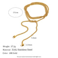 Long Lariat Rope Chain Necklace, Gold-Tone Stainless Steel, Wrap or Layer