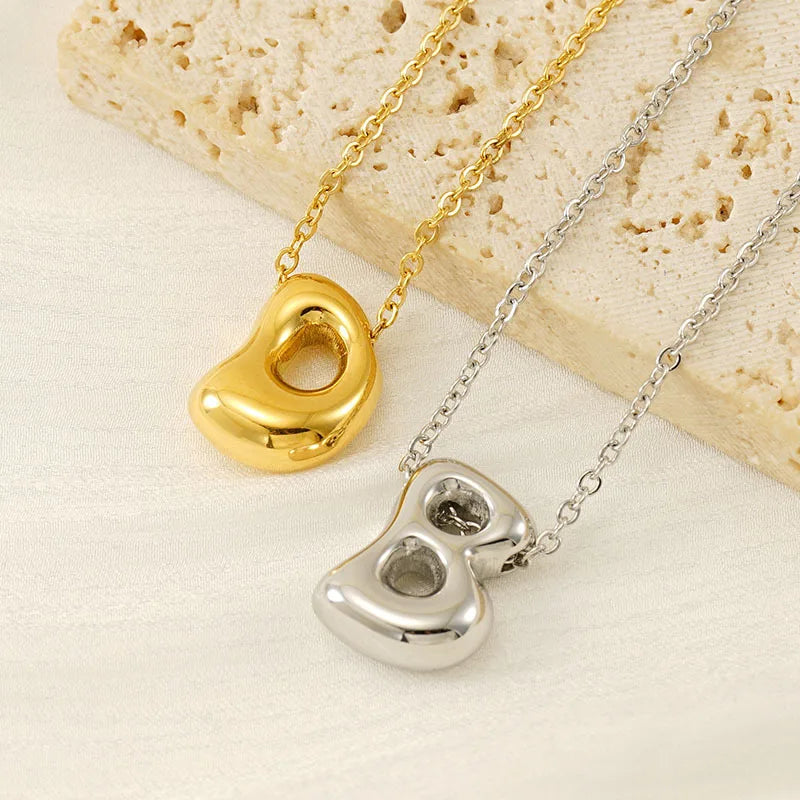 Initial Letter Bubble Necklace, Gold-Tone or Silver-Tone Stainless Steel, A-Z
