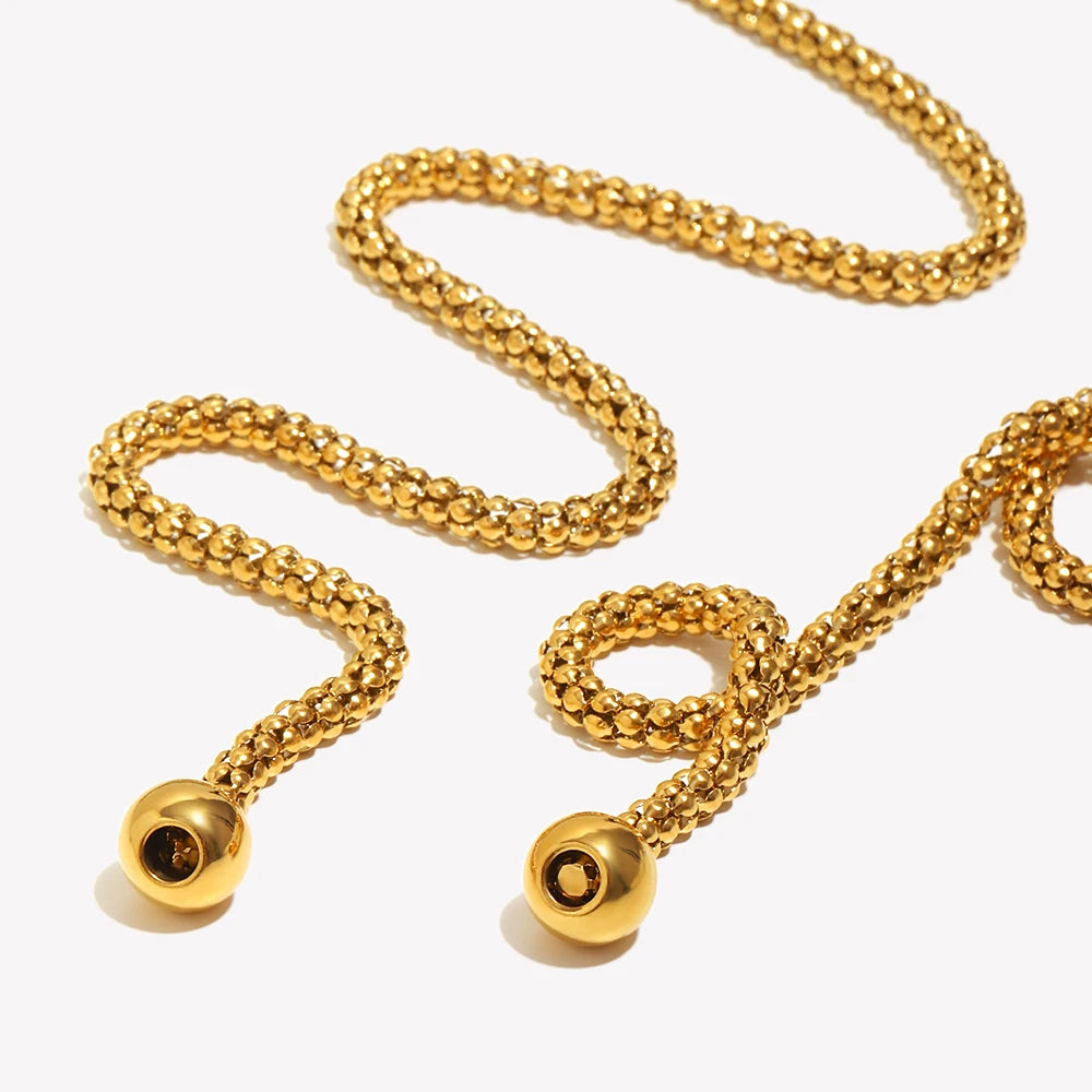 Long Lariat Rope Chain Necklace, Gold-Tone Stainless Steel, Wrap or Layer