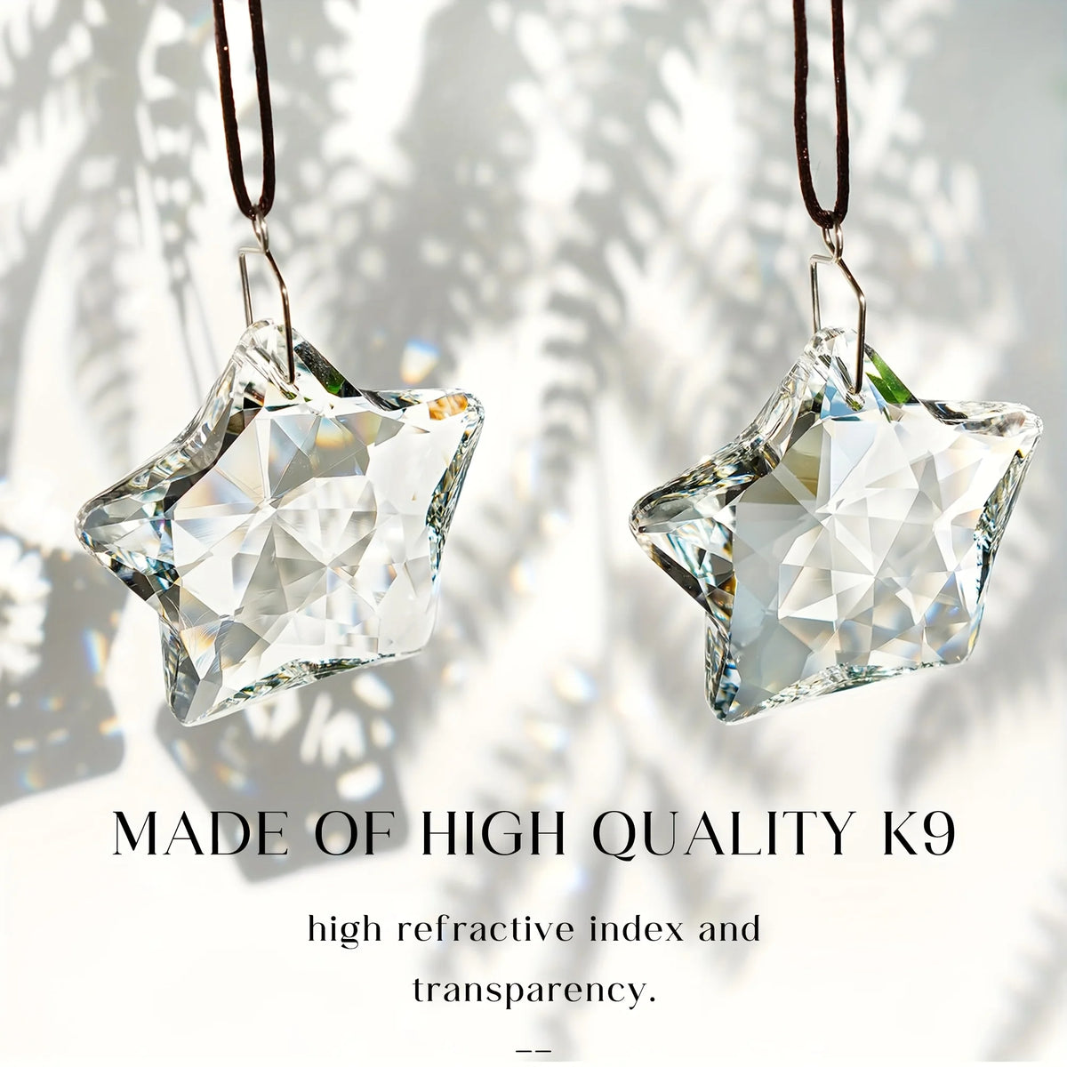 Crystal Star Prism Suncatcher, Set of 2 (2 in), Clear Hanging Window Stars
