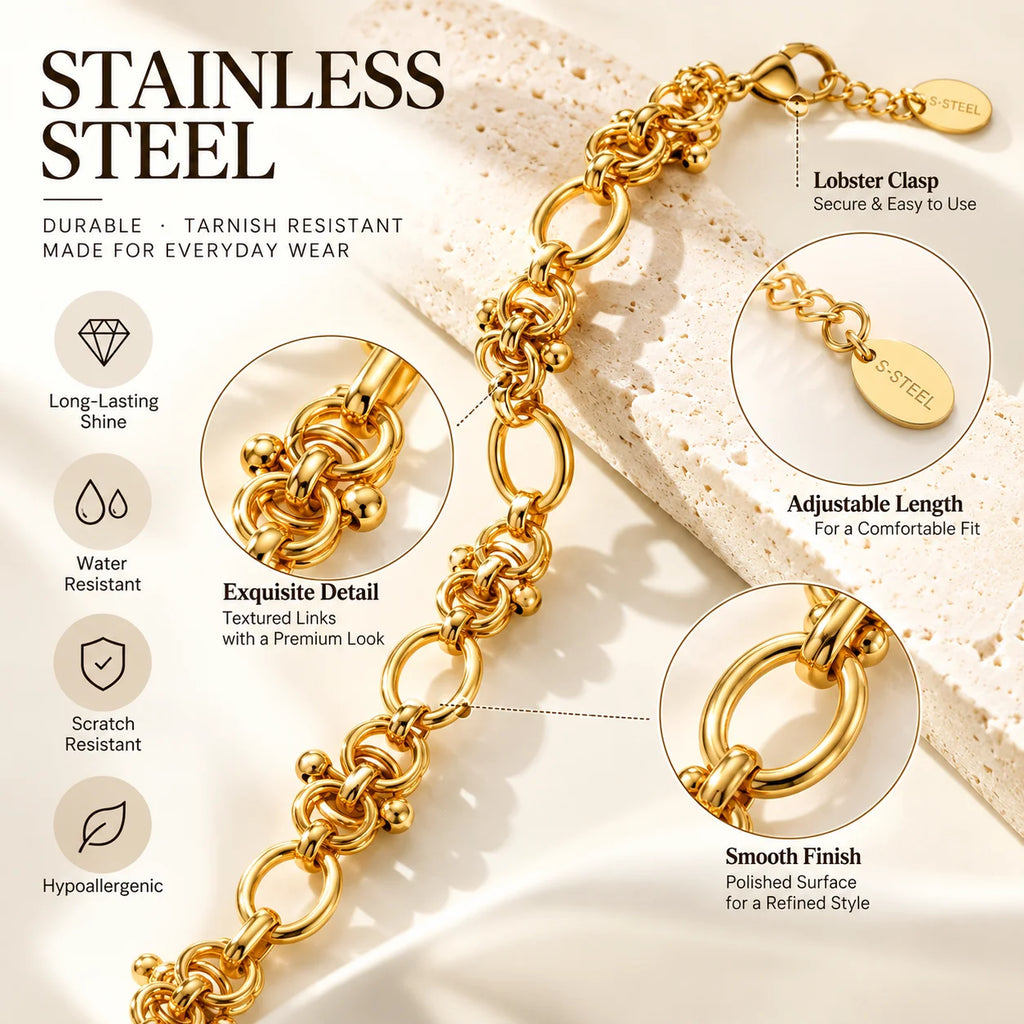 Chunky Link Layering Bracelet, Gold-Tone Stainless Steel