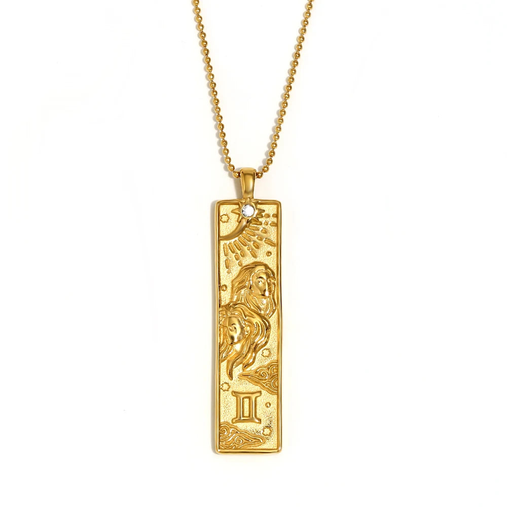 Zodiac Constellation Pendant Necklace, 12 Signs, Gold-Tone or Silver-Tone