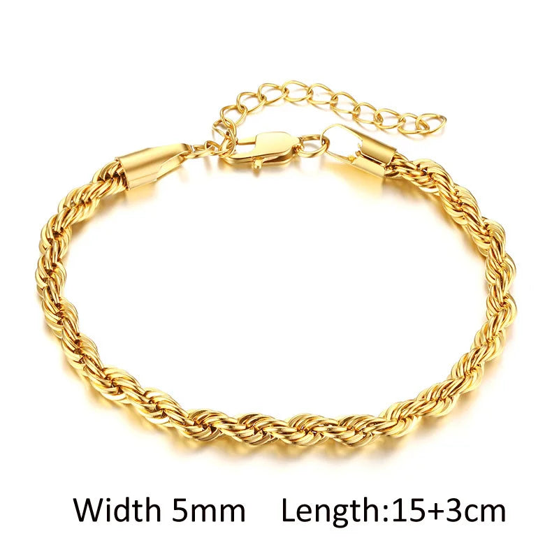 Chunky Link Layering Bracelet, Gold-Tone Stainless Steel