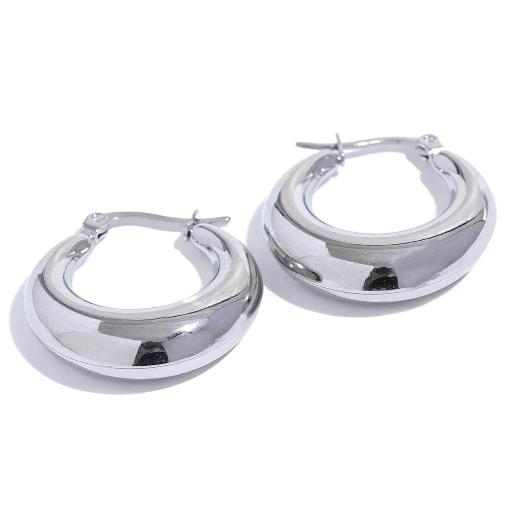 Statement Geometric Hoop Earrings, Gold-Tone or Silver-Tone Stainless Steel