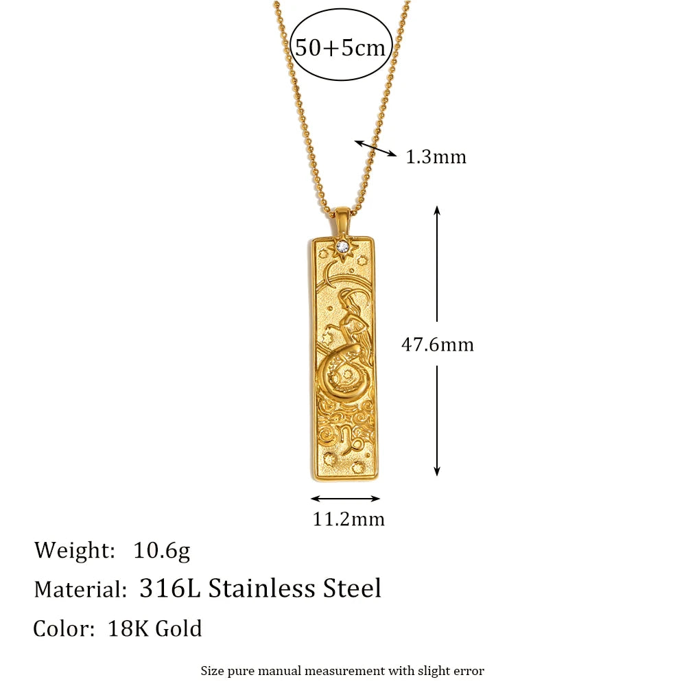 Zodiac Constellation Pendant Necklace, 12 Signs, Gold-Tone or Silver-Tone