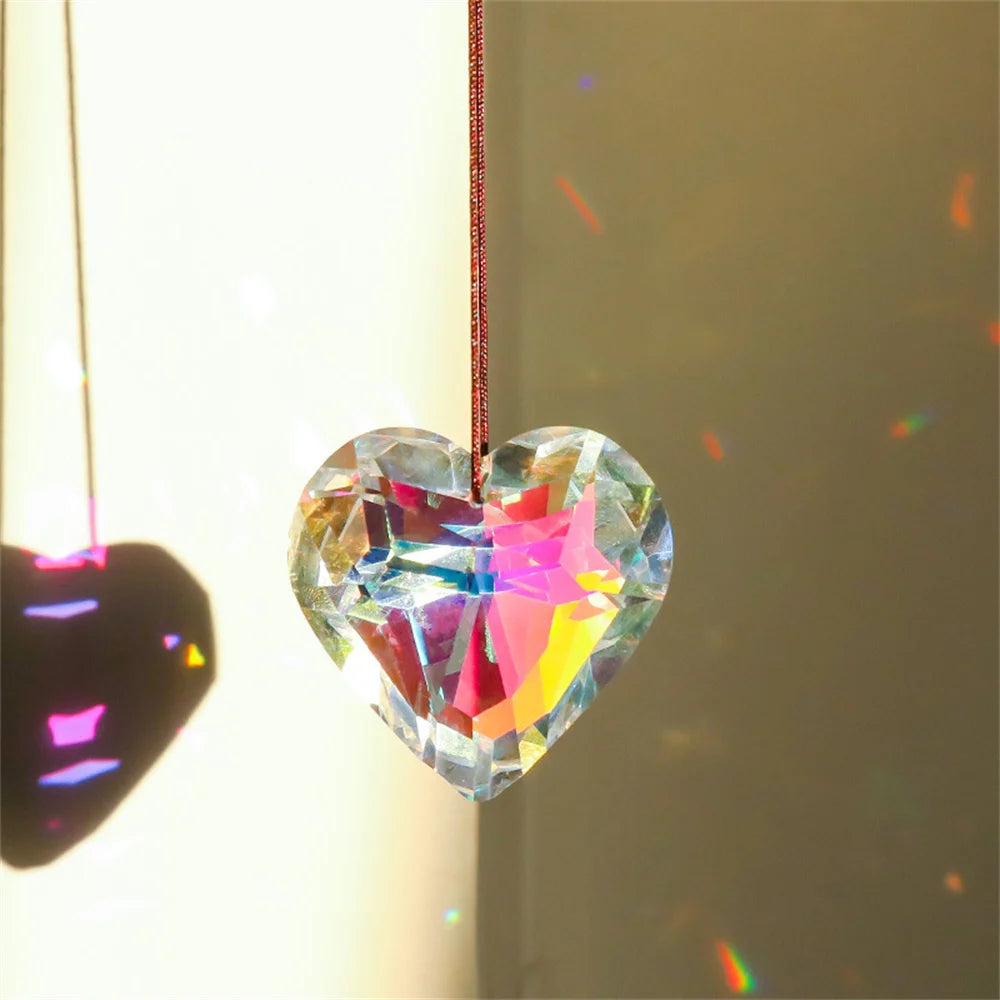 Heart Crystal Prism Suncatcher, 30mm or 45mm Rainbow Maker