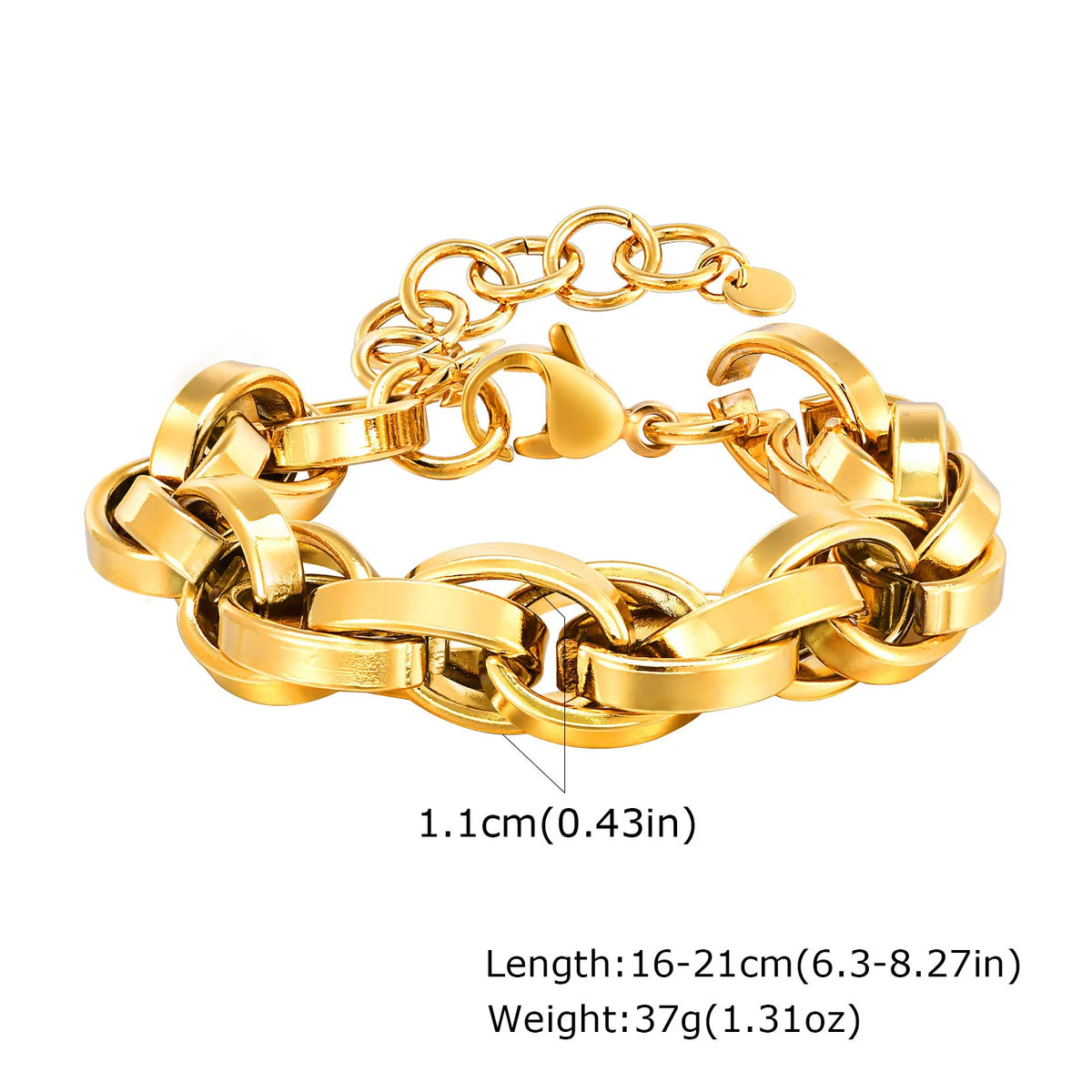 Chunky Link Layering Bracelet, Gold-Tone Stainless Steel