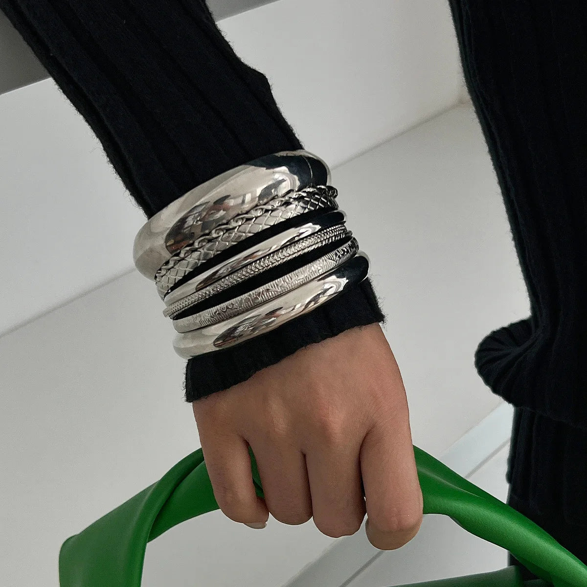 Stainless Steel Twist Bangle Set, Gold-Tone or Silver-Tone, Stackable Bracelets