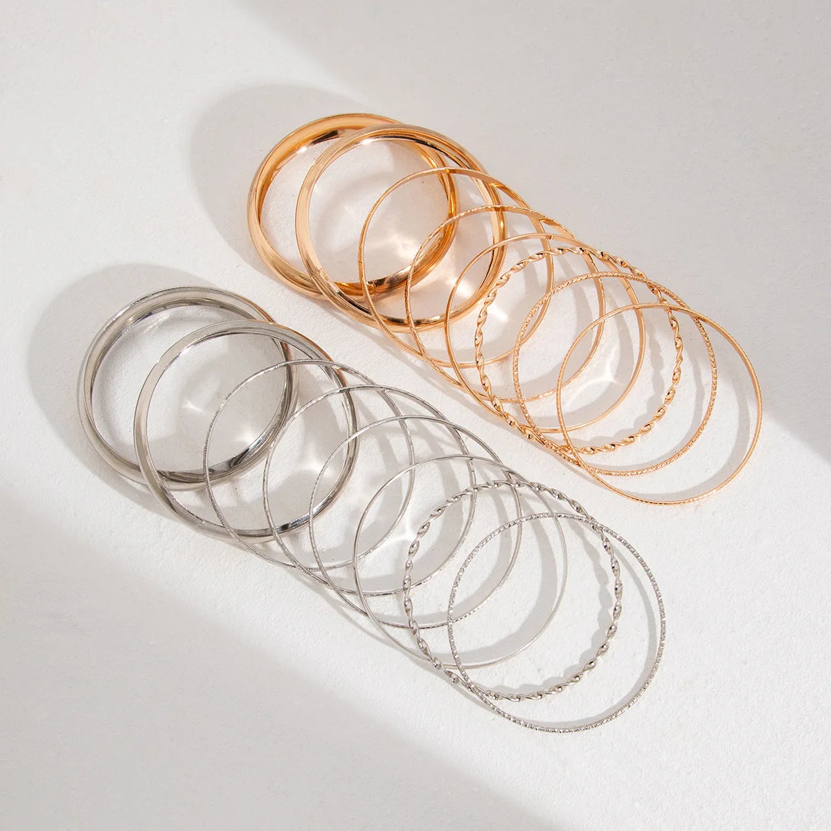 Stainless Steel Twist Bangle Set, Gold-Tone or Silver-Tone, Stackable Bracelets