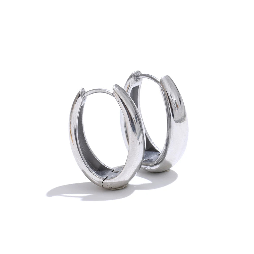Gold-Tone Stainless Steel U Hoop Earrings, Water-Resistant Chunky Everyday Hoops