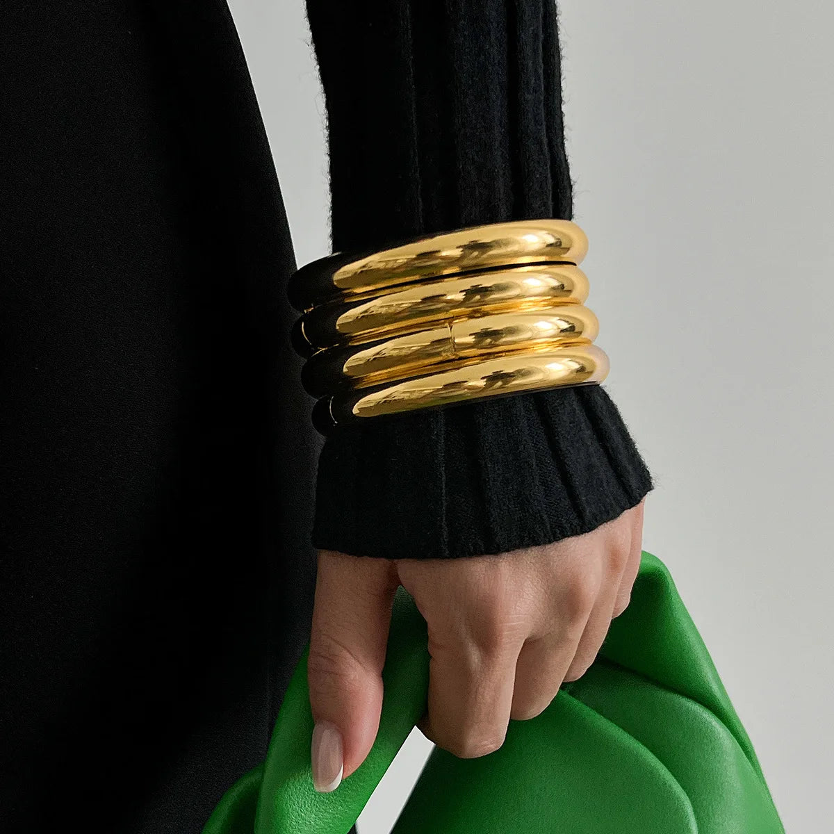Stainless Steel Twist Bangle Set, Gold-Tone or Silver-Tone, Stackable Bracelets