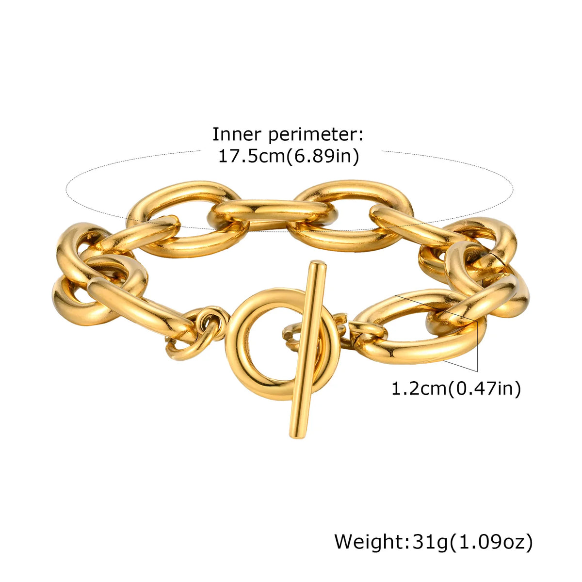 Chunky Toggle Chain Bracelet, Gold-Tone Stainless Steel