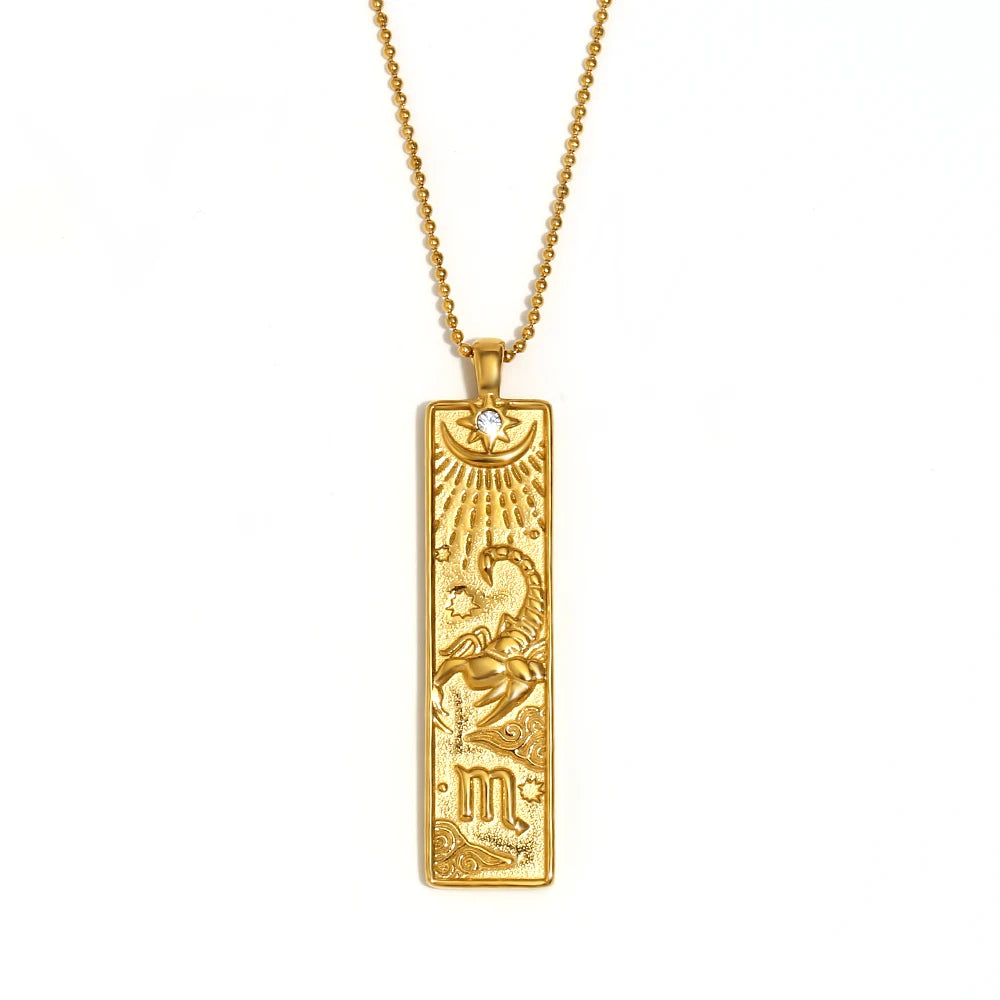 Zodiac Constellation Pendant Necklace, 12 Signs, Gold-Tone or Silver-Tone
