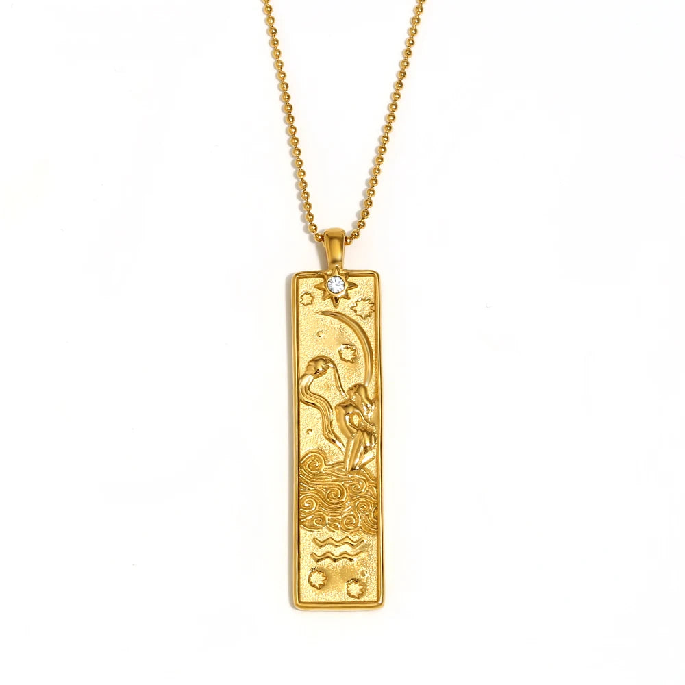 Zodiac Constellation Pendant Necklace, 12 Signs, Gold-Tone or Silver-Tone