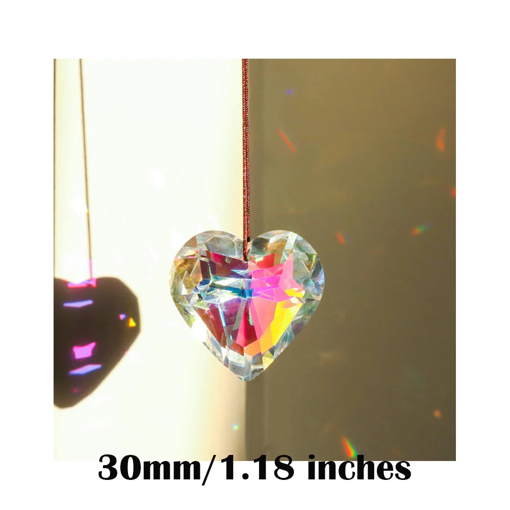 Heart Crystal Prism Suncatcher, 30mm or 45mm Rainbow Maker