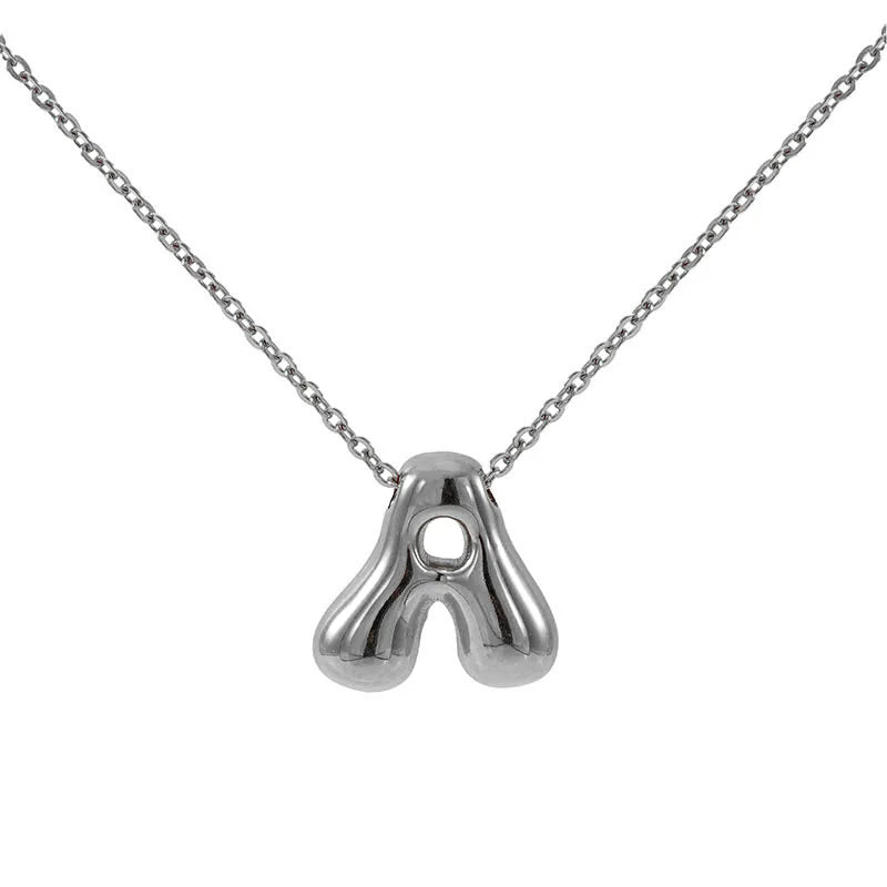 Initial Letter Bubble Necklace, Gold-Tone or Silver-Tone Stainless Steel, A-Z